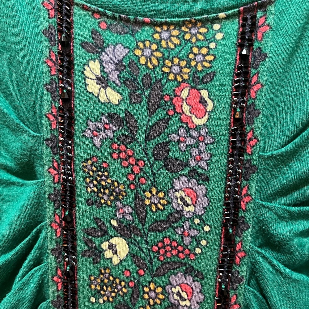 Free People Vintage Boho Beaded & Ruched Tunic SZ Small - Picture 5 of 11